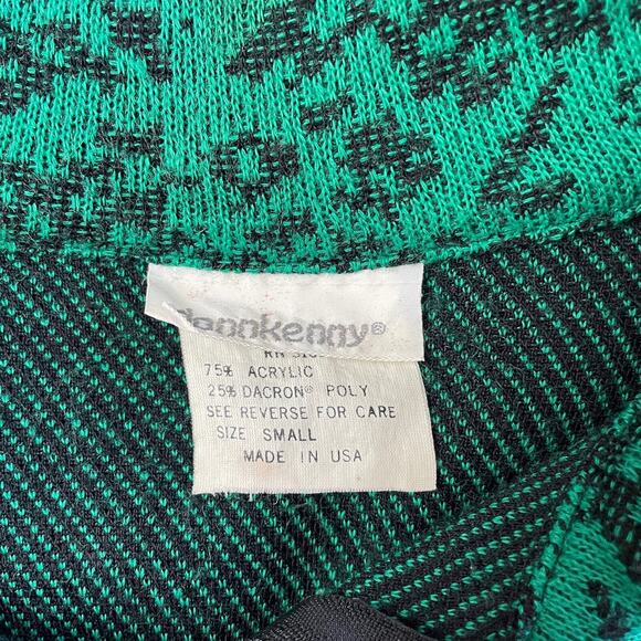 Vintage Sweatshirt Size Small Green Black Abstract Quarter Zip Casual 70s 80s - Picture 8 of 11